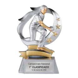 Trofeo alegórico de resina Olyros ejemplo
