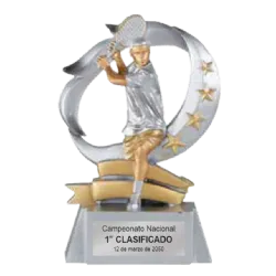 Trofeo alegórico de resina Omex ejemplo