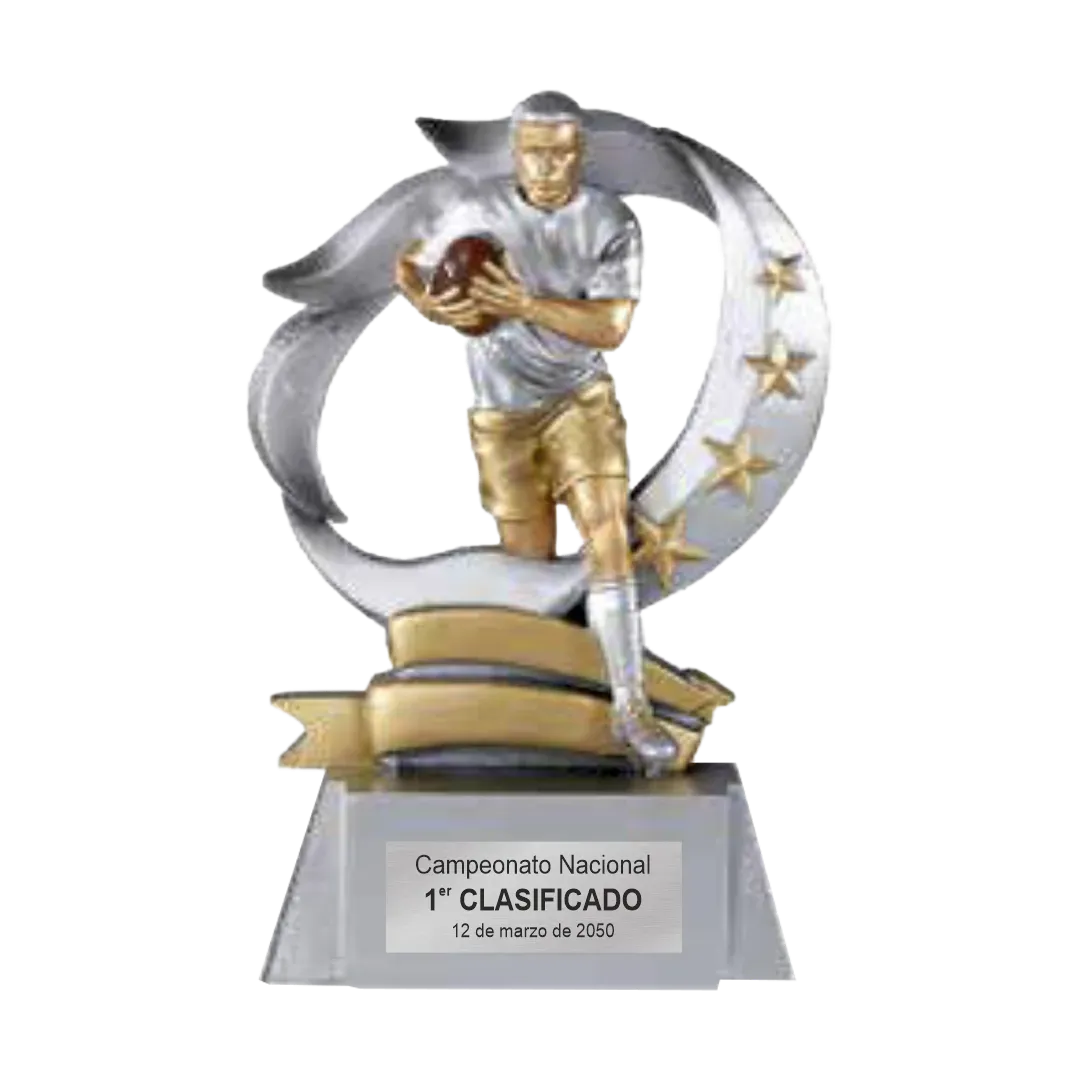 Trofeo alegórico de resina Omyra ejemplo