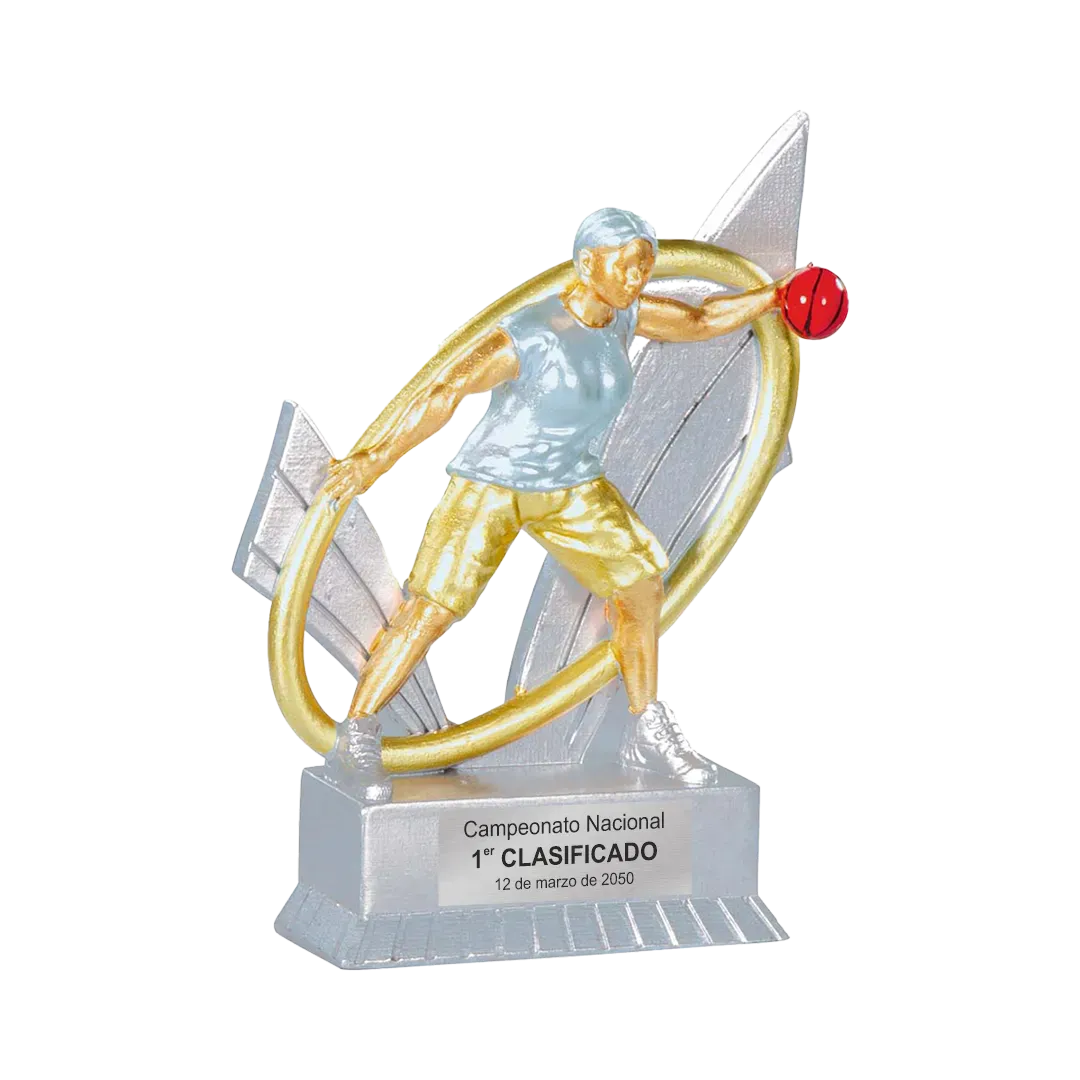 Trofeo alegórico de resina Phiron ejemplo